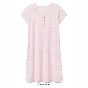 LAKE PAJAMAS Pima Maternity Nightgown in English Rose Stripe